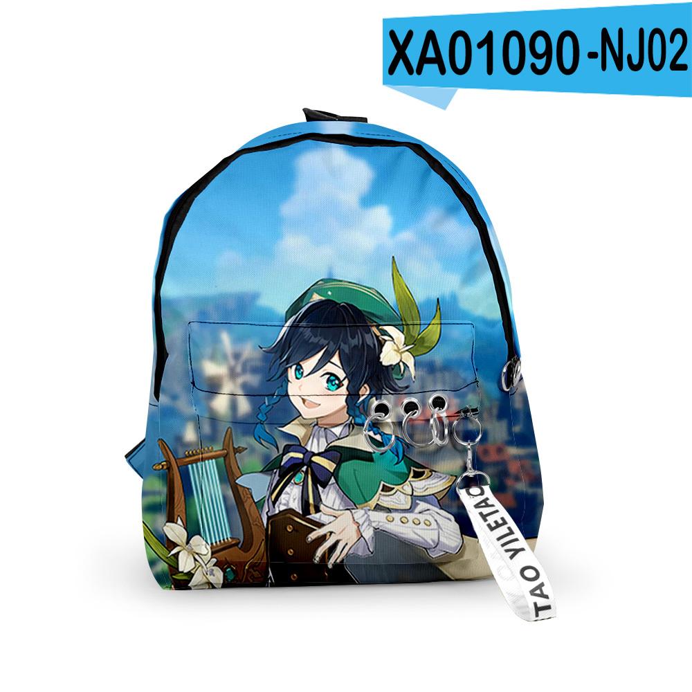 Classic Genshin Impact Venti Backpacks Boys/Girls Pupil School Bags 3D Print Keychains Oxford Waterproof Cute Small Backpacks