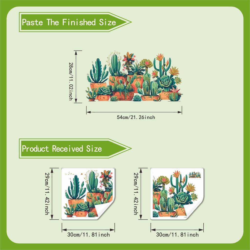 Cartoon Succulent Cactus Wall Sticker Self Adhesive Waterproof Living Room Entryway Decor