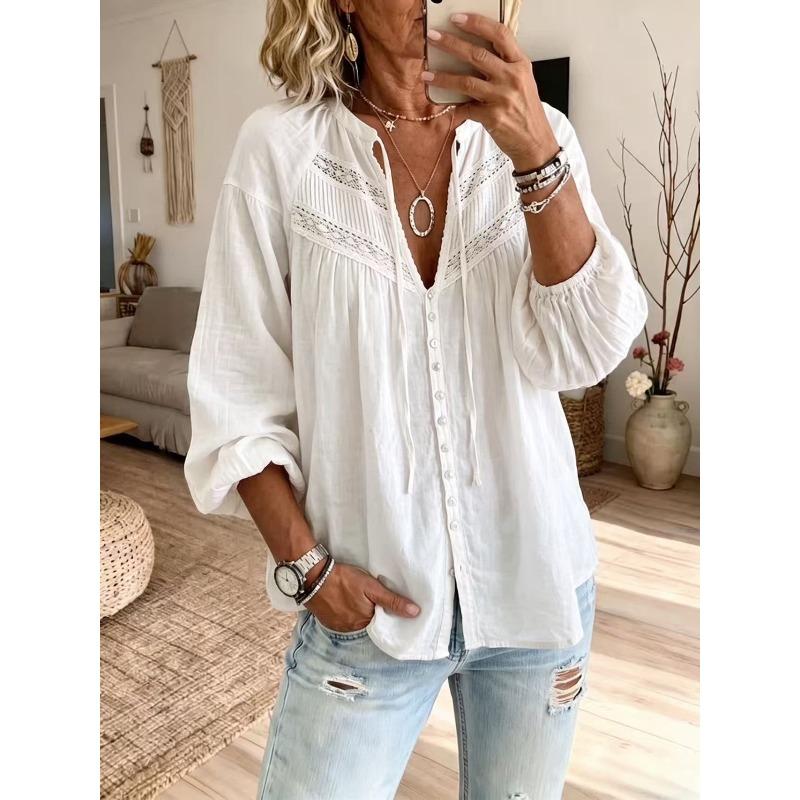 IHUASU Bluse e Camicie Casual da Donna con Scollo a V e Maniche Lunghe
