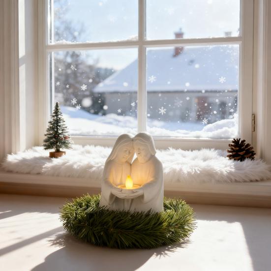 Candlestick Lamp Candle Holder Tealight Crib Advent Wreath Angel Shape Candlestick Lamp Christmas Holiday Decoration