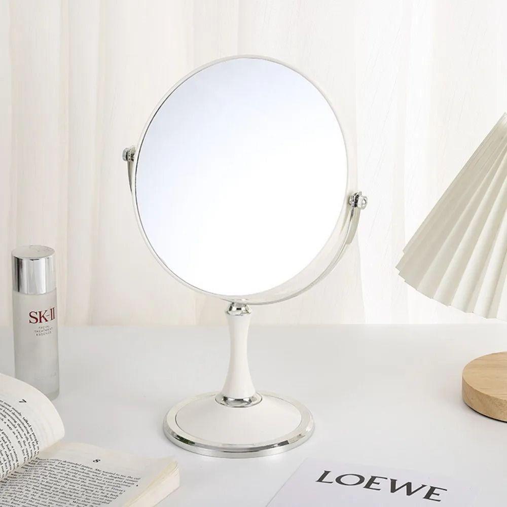 3x Magnifying Glass Double-sided Makeup Mirror European Style Desktop Standing Mirror  Bedroom