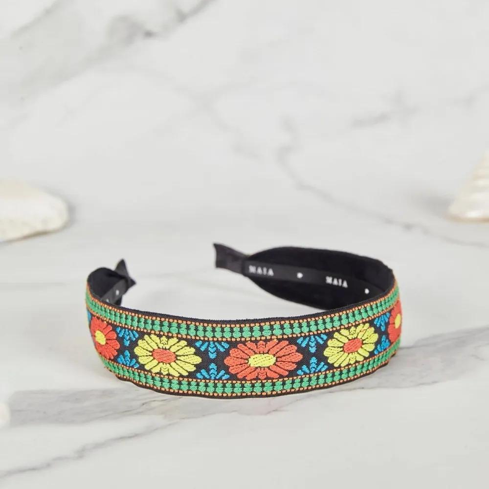 Lara Maia Green Flower Jacquard Hairband Plain Orange Green MAIAHB047 3306077