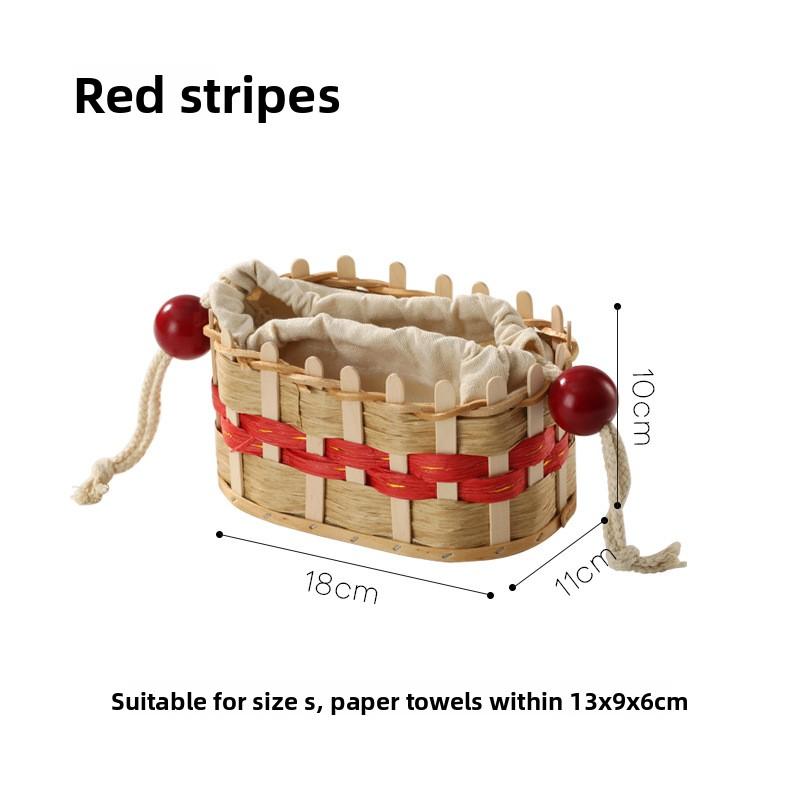 Woven Drawstring Tissue Box, A Creative and Simple Desktop Storage Box for Home Living Room