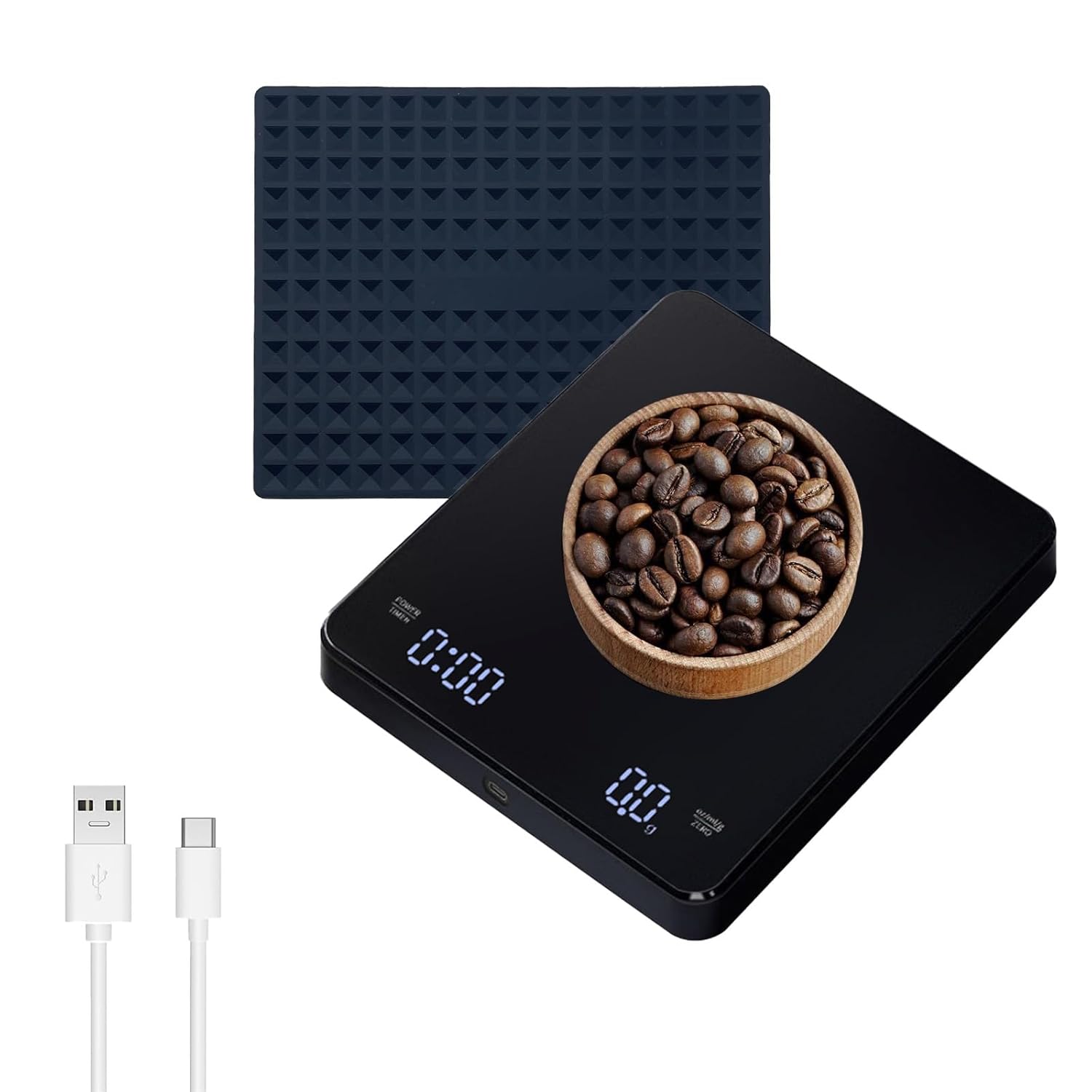 Household electronic kitchen scale, high-precision digital coffee scale with timer, small platform scale for baking food, portab 3Kg чёрный