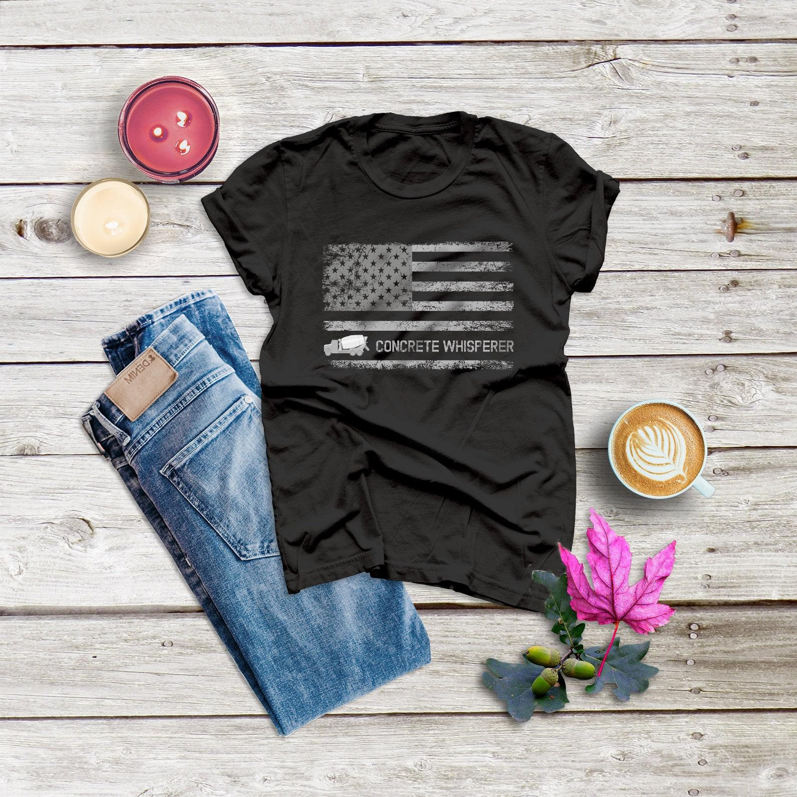 Concrete Finisher Unisex Tee Shirt, Concrete Worker ,Cement Finisher ,Construction ,Truck Driver, Builder ,Patriotic Gift, USA Flag M