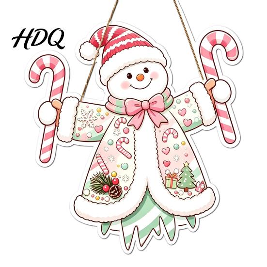 Xmas Window Decorations Wooden Christmas Hanging Pendant Cartoon Welcome Sign for Front Door Ornaments Wall Decor