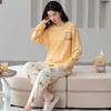 Ensemble de Pyjama pour Femme 100% Coton – Respirant, Absorbant la Sueur, Manches Longues Col Rond pour Porter à l'Intérieur et à l'Extérieur (Automne hiver)