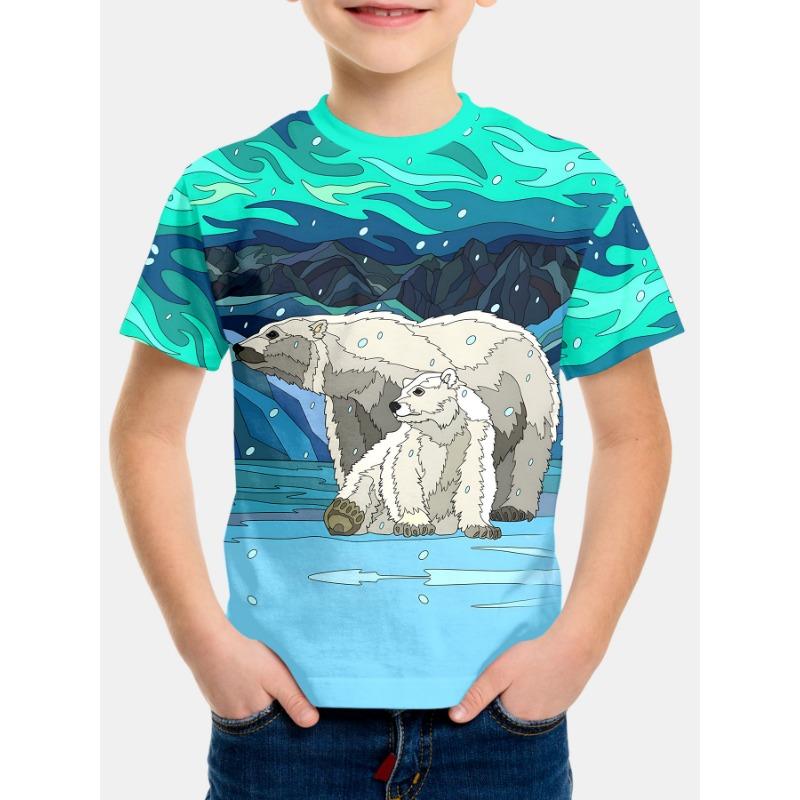 Summer Round Neck 3D Cartoon Pattern Printed T-shirts Fashionable Casual Short Sleeved Children's Boy T-shirts