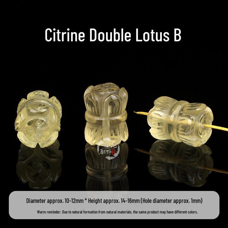 Natural Citrine Carving: Double Lotus, Nine-Tailed Fox, Rabbit, Gold-Swallowing Beast, Waking Lion - DIY Handmade Accessories