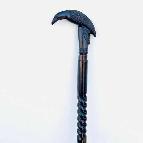 91.44 cm Victorian Handcrafted Walking Stick Cane, Raven Crow Handle walking stick, Wooden cane, Birthday gift, Christmas gift