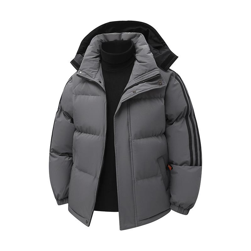 Winter Latest Mens Relaxed Fit Striped Hooded Cotton-padded Jacket Mens Leisure Young Students Cotton-padded Jacket Cotton-padded Jacket