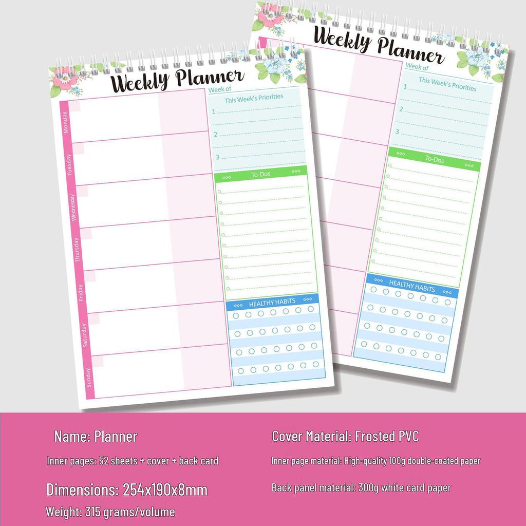 Simple Weekly Planner: Spiral-Bound Sticky Note Pad for Daily Planning