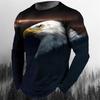 3D Gedrucktes Adler Tiere T-Shirt Für Männer Cooles Muster T-Shirts Frühling Herbst Übergroße T-Shirts Rundhals Oberteile Langarm Streetwear