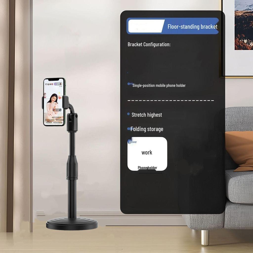 Multifunktionaler Telefonständer für den Außenbereich: Bodenstehender Stativ mit Fülllicht für Live-Streaming & Selfies