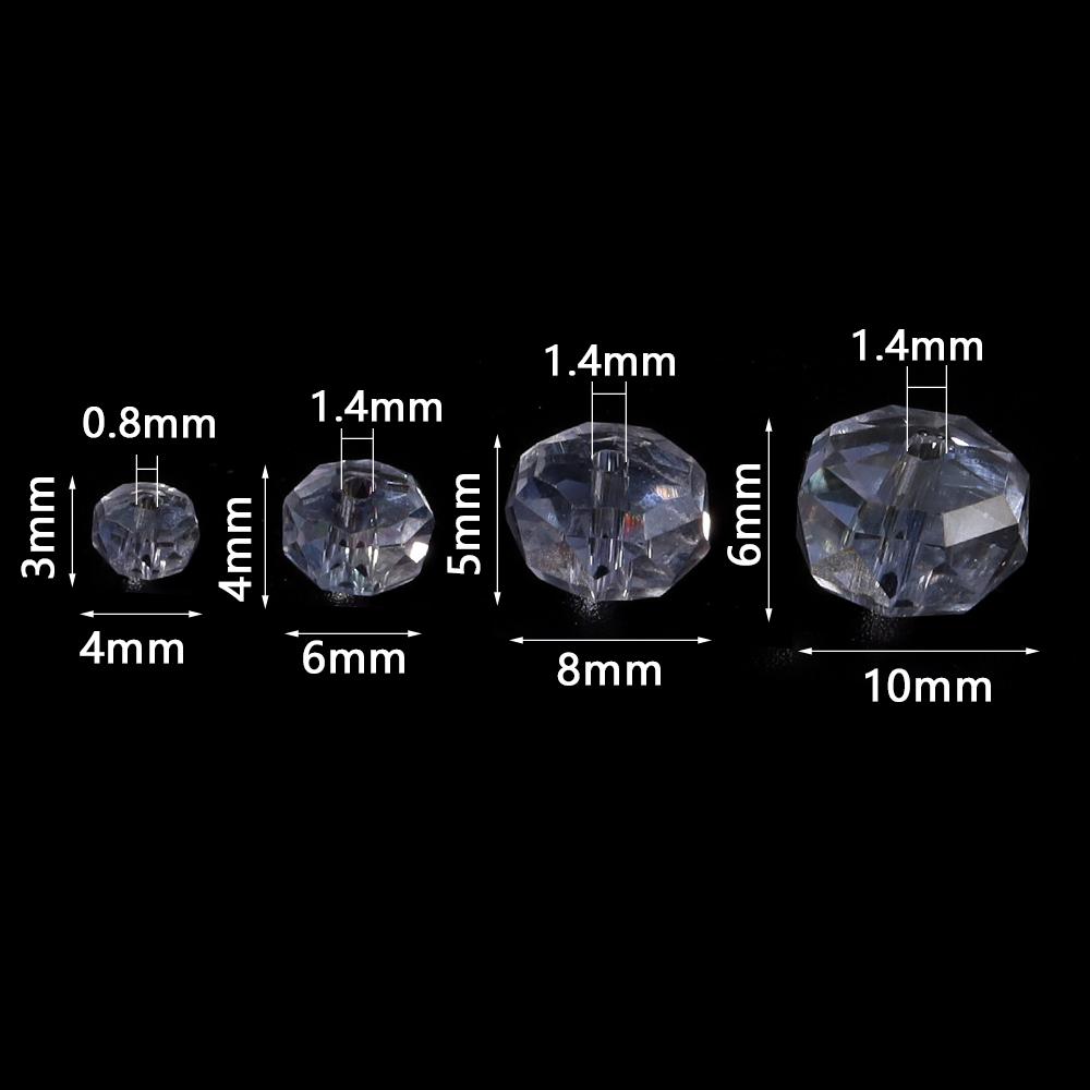 4 6 8 10mm Faceted Crystal Beads Transparent AB Wheel Glass Loose Beads For Jewelry Making DIY Bracelets Necklace Accessories