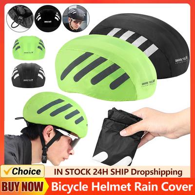 Bicycle Caps Drawstring Rain Cover with Reflective Strip Windproof Bicycle Helmet Cover Waterproof Universal for Cycling Helmets