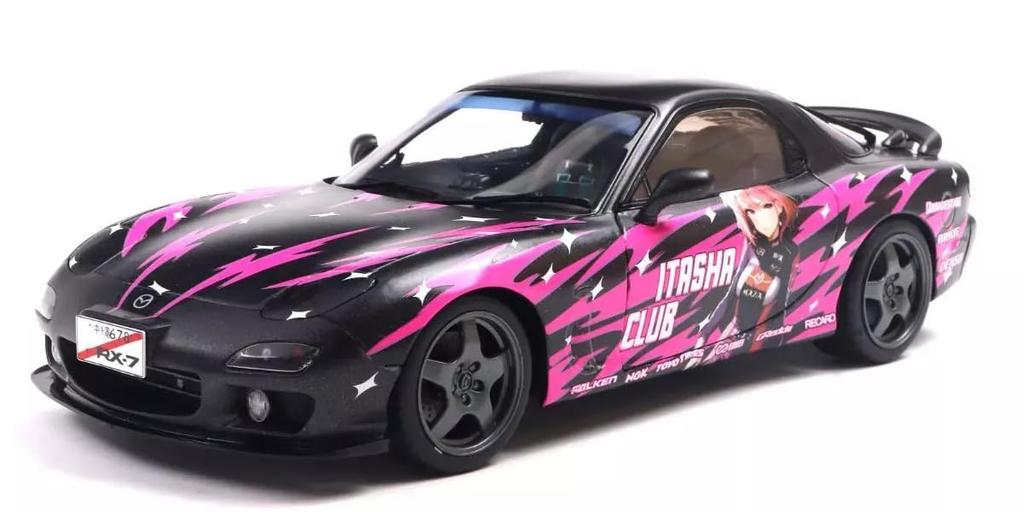 SOLIDO 1/18 Scale Mazda RX-7 (FD3S) Solid Works Itasha 1999 (Black/Pink) Finished Model (S1810605)
