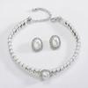 Hepburn Vintage Baroque Oval Pearl Diamond Double Necklace Bracelet Earrings Set Cheongsam Dress Accessories
