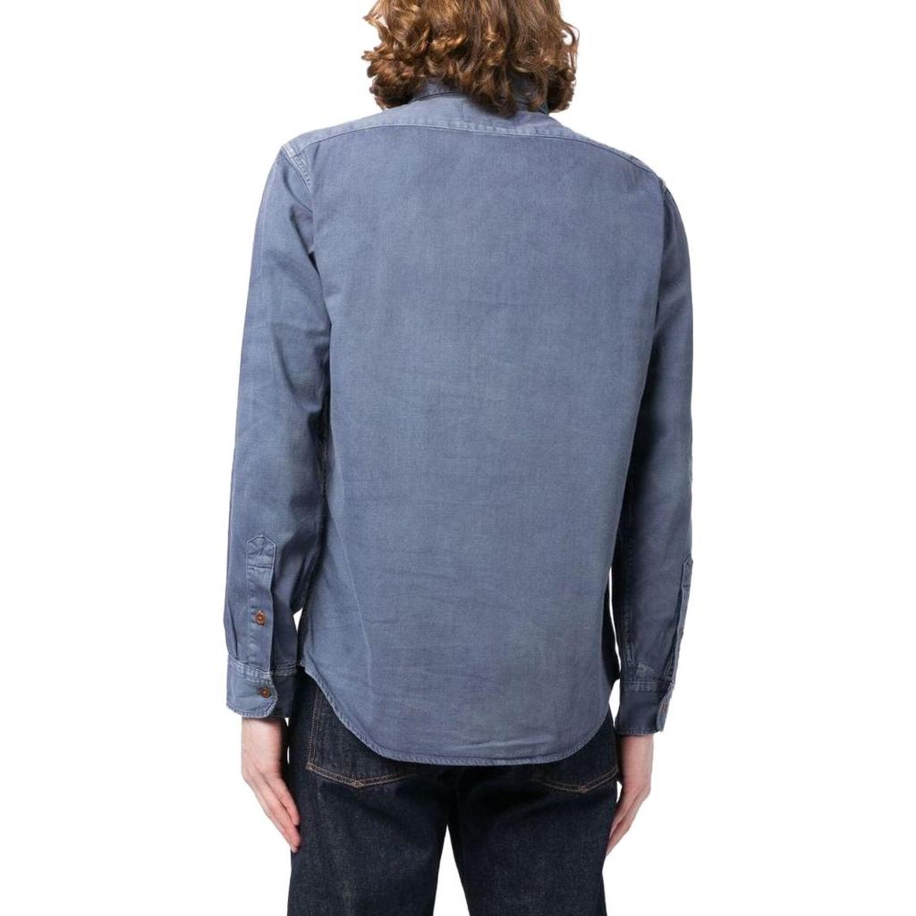 Polo Ralph Lauren Solid Color Single-Breasted Polo Collar Long Sleeve Shirt Men shirts Blue 710878847-001