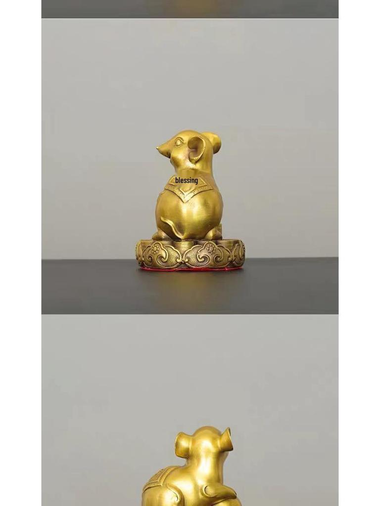 Complete Set of Brass and Copper Chinese Zodiac Ornaments: Rat, Ox, Tiger, Rabbit, Dragon, Snake, Horse, Sheep, Monkey, Rooster, Dog, Pig.