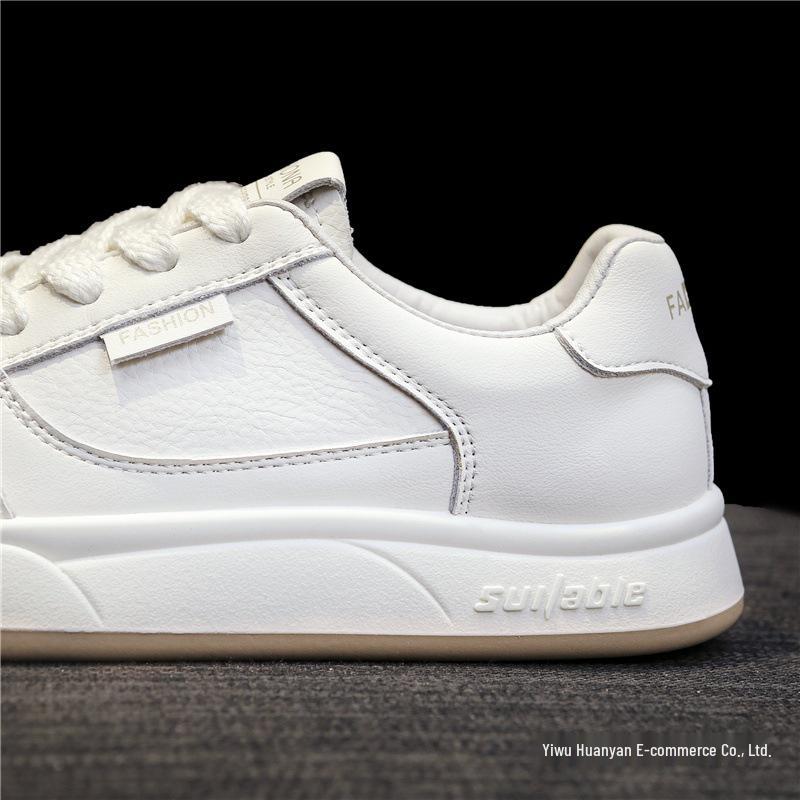 Women's White Versatile Sneakers - Flat, Thick Sole, Stylish 2025 Design for Spring and Autumn