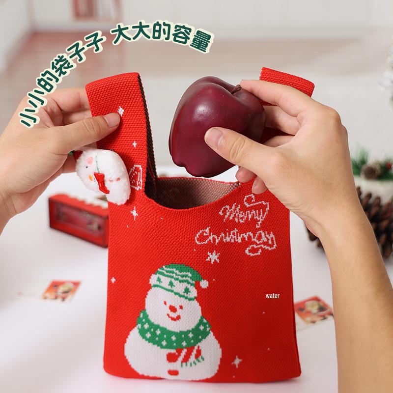 Knitted Christmas Eve Apple and Candy Gift Bag