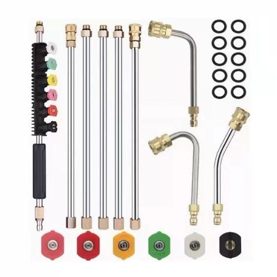 10 Piece Pressure Washer Extender Set, Quick Connect Power Washer Spray Gun with 6 Nozzle Tips, Ditch Cleaning Bender