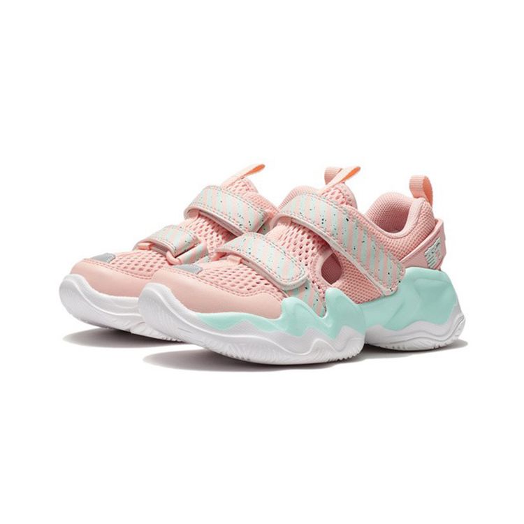 Li Ning Kids Low Top Reflective Sports Casual Shoes Kids Casual Shoes Pink Green YKNS048-2