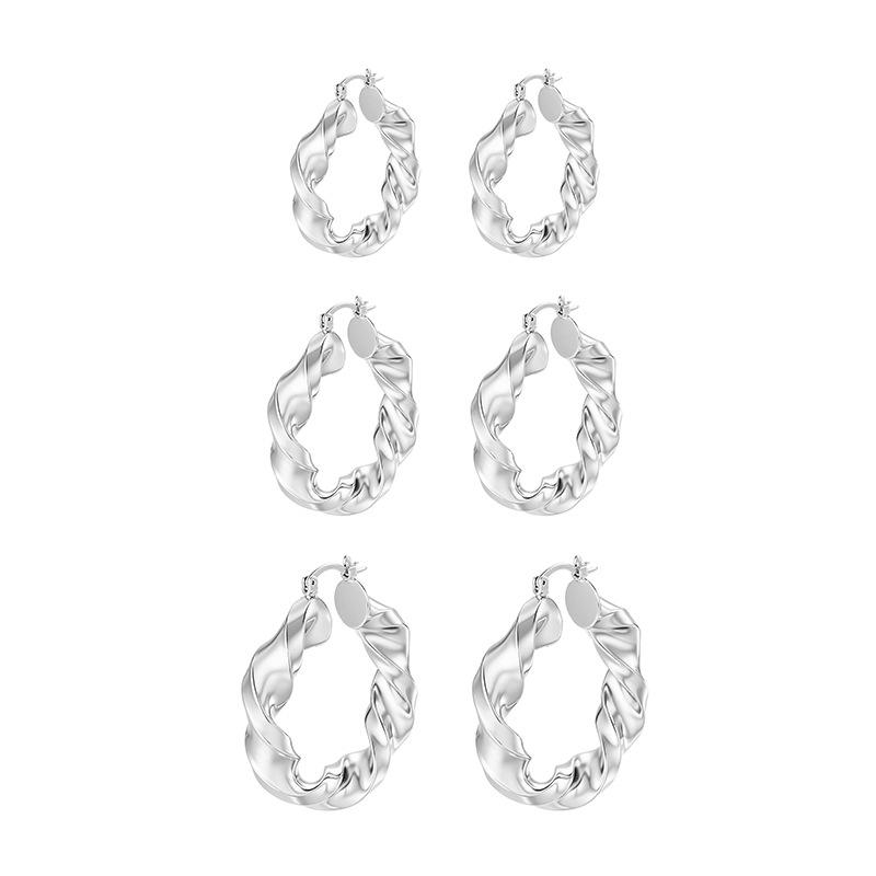 Gold & Silver Twisted Pleated Earrings - Fashionable Light Luxury Metal Earrings for Women, European American Style