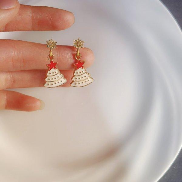 Colourful Zircon Christmas Tree Earrings For Women Sparkling Crystal Snowflake Elk Earring Girls New Year Holiday Jewelry Gifts