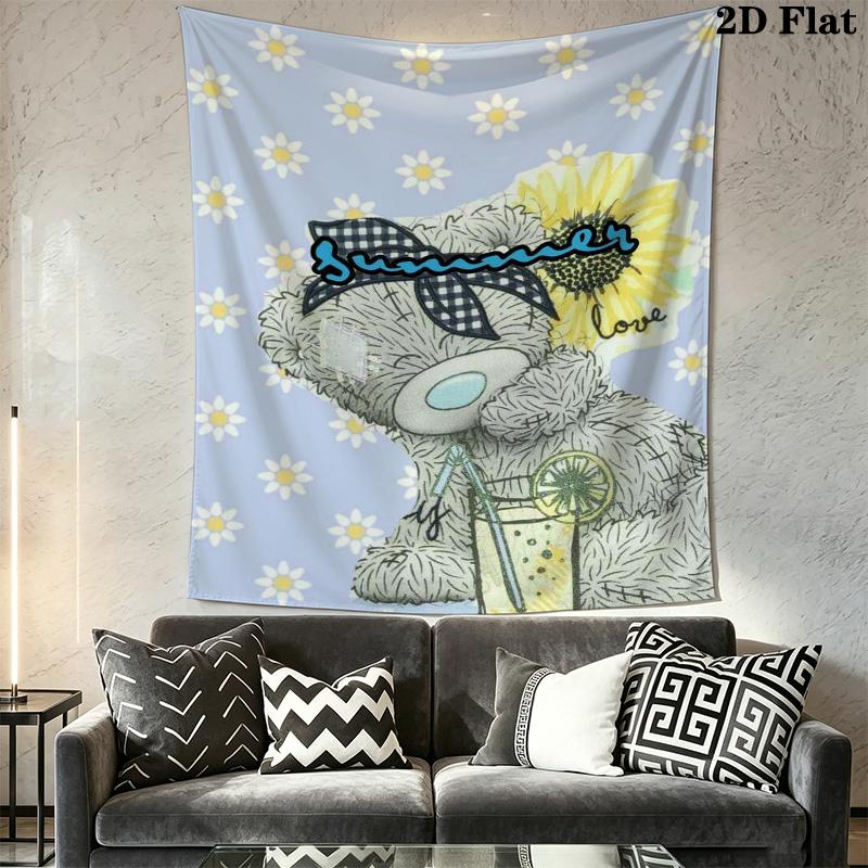 Tatty Teddy Wall Tapestry Aesthetic Wall Hanging Printed Fabric Blanket Decorative Tapestries for Bedroom Living Room Home Decor