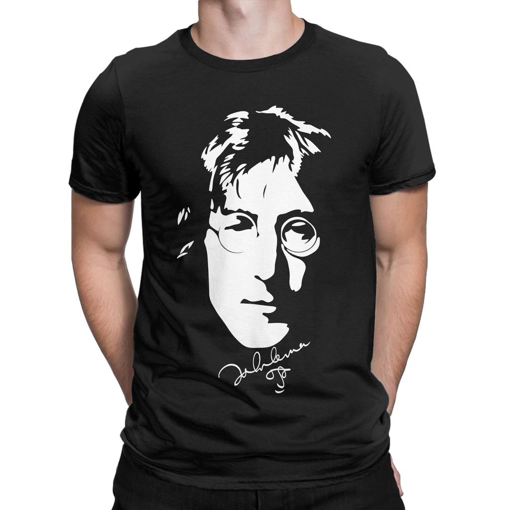 John Lennon TShirt Men  Vintage Pure Cotton Tee Shirt Round Collar Short Sleeve T Shirts Plus Size Clothing
