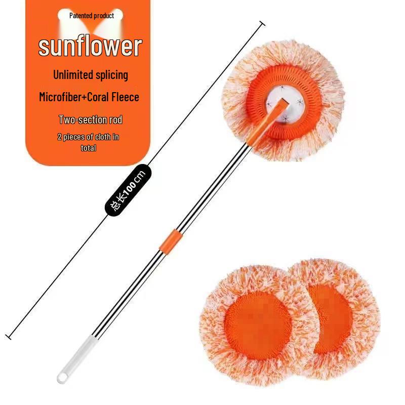 Mop Telescopic Rotativ Floarea-Soarelui pentru Curățarea Podelei, Tavanului și Pereților