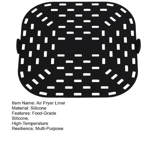 Air Fryer Liner Silicone Baking Pad Square Heat Resistant Air Fryer Accessories Replacement Crisper Plate Non-Stick Air Fryer Grill Pan