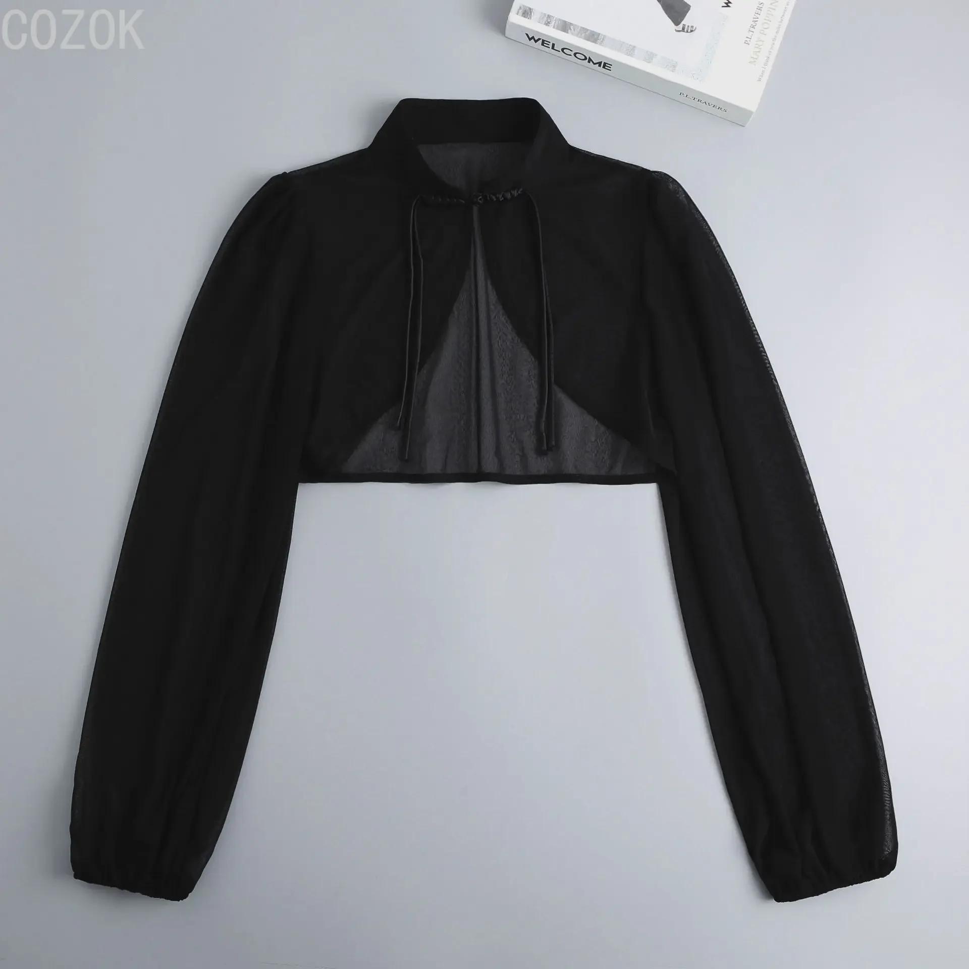 

Жіночий довгий рукав із штучним коміром, жіночий накладний ґудзик, напівверхня блузка, сорочка зі знімним коміром, осінній светр із штучним коміром