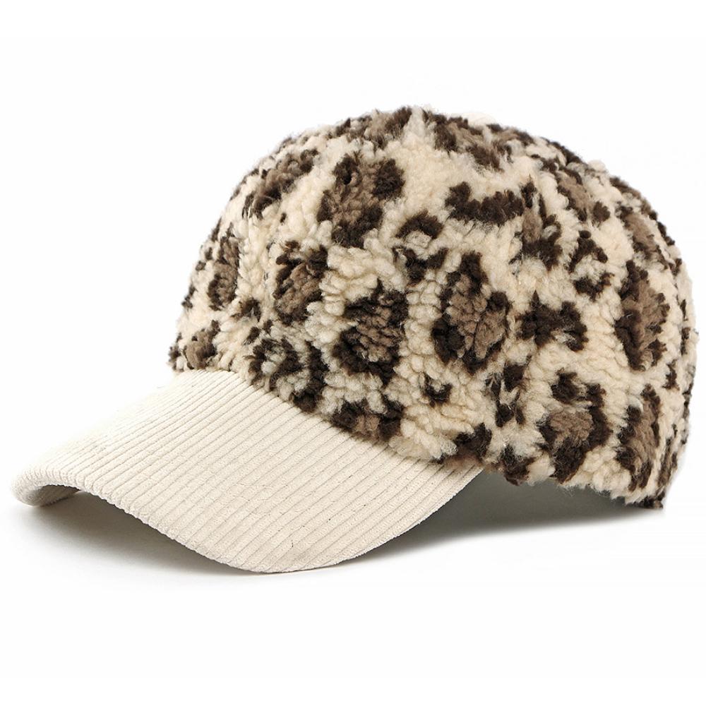 

HT5002 Baseball Cap New Lamb Fleece Winter Cap for Men Women Leopard Thick Warm Adjustable Snapback Cap Male Female Baseball Hat 55-60cm Adjustable
