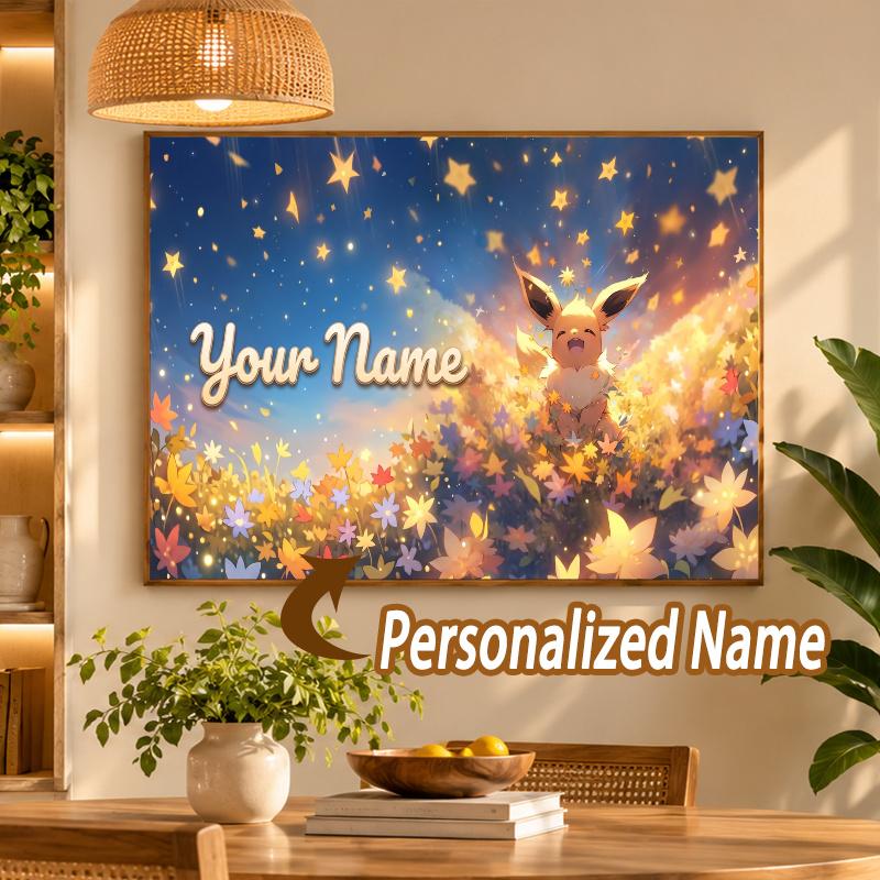 Eevee Custom Name Diamond Painting Personalized 5D Full Drill DIY Diamond Art Home Decor