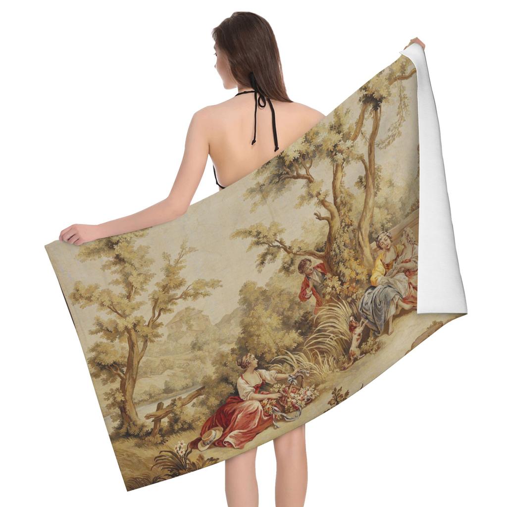 Asciugamano da Bagno Toile De Jouy Francese Asciugatura Rapida Asciugamano da Spiaggia Morbida Microfibra Super Assorbente Asciugamani per Palestra Spa Sport Nuoto