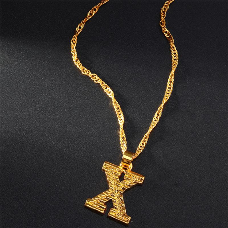 26 Alphabet Gold Plated Pendant Necklace Accessories Initial Necklace For Women Dainty Gold Letter A-Z Pendant
