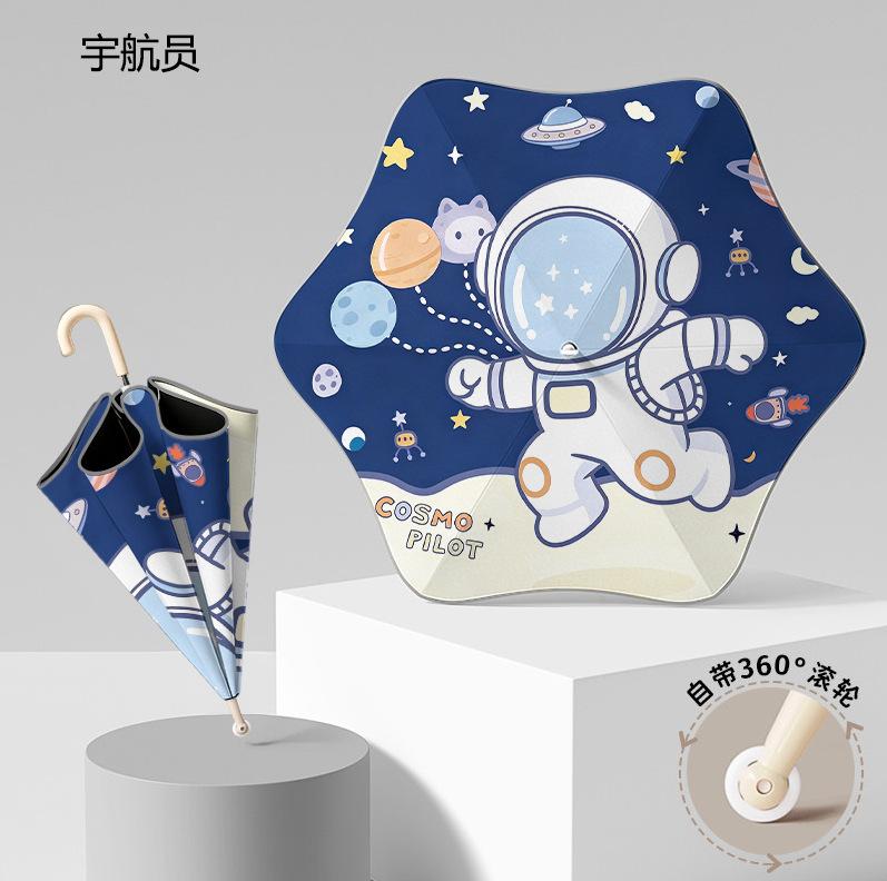 Manufacturer straight pole umbrella wholesale cartoon children umbrella automatic male and female rounded corners anti-poke kindergarten sun shading