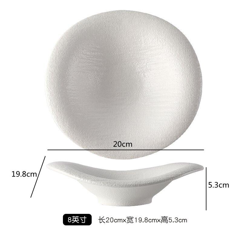 Rock Patterned Frosted Ceramic Tableware, Soup Bowls, Dessert Plates, Household Rice Bowls, Solid Color Threaded Salad Bowls