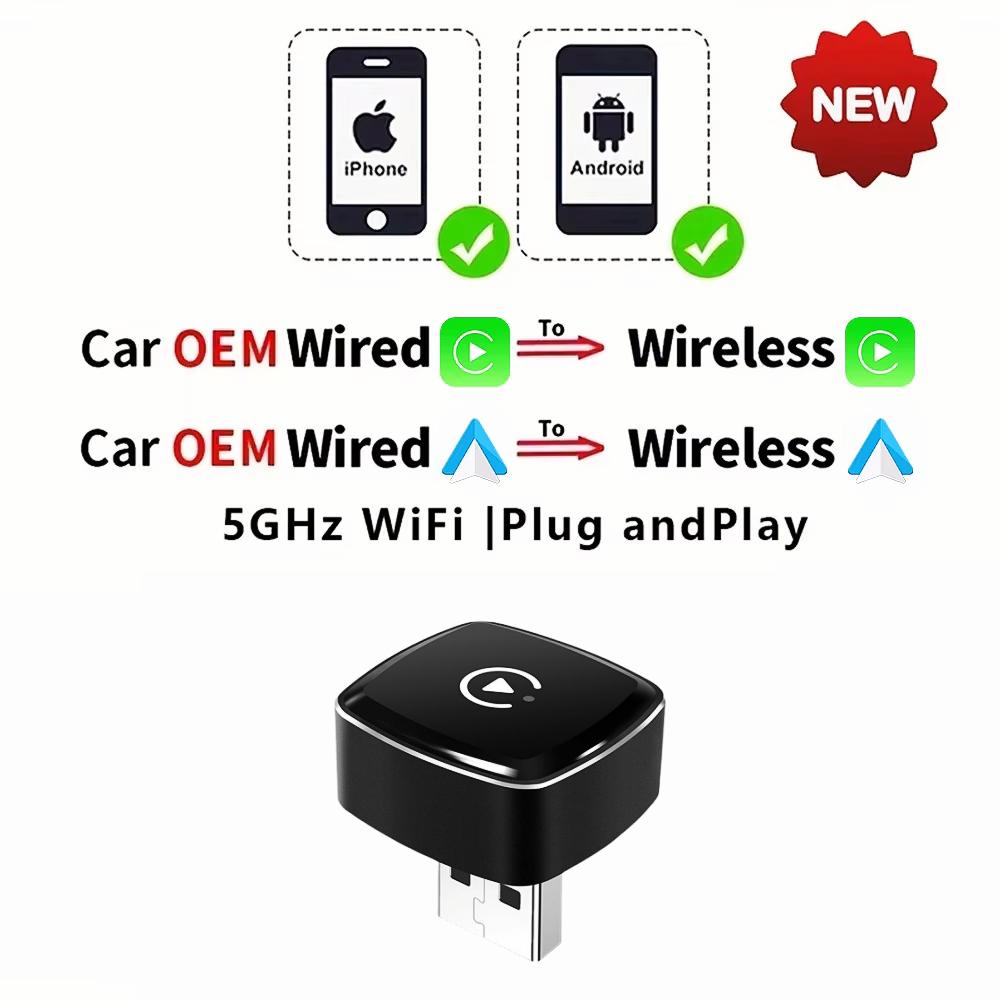 2in1 Wireless CarPlay Dongle Wireless Android Auto Adapter AI Smart Box For Car With Wired CarPlay Car Intelligent Systems