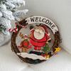 AEE2-Christmas Decoration Props Wreath Holiday Decorations Welcome Doorplate Door Hanging Wall Hanging
