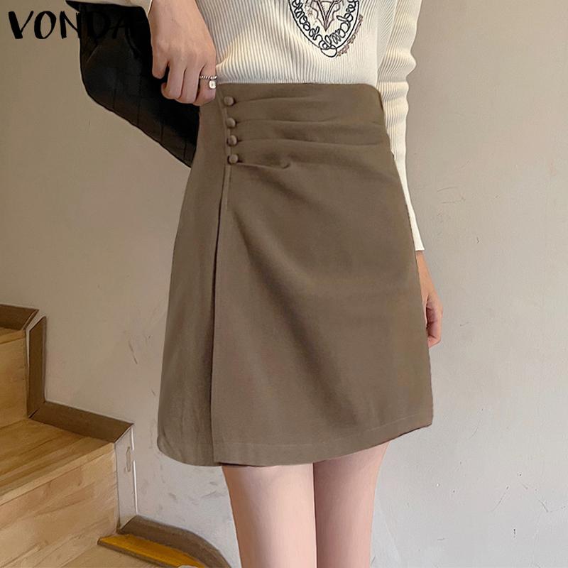 

VONDA Summer Women Плиссировка Однотонные короткие юбки