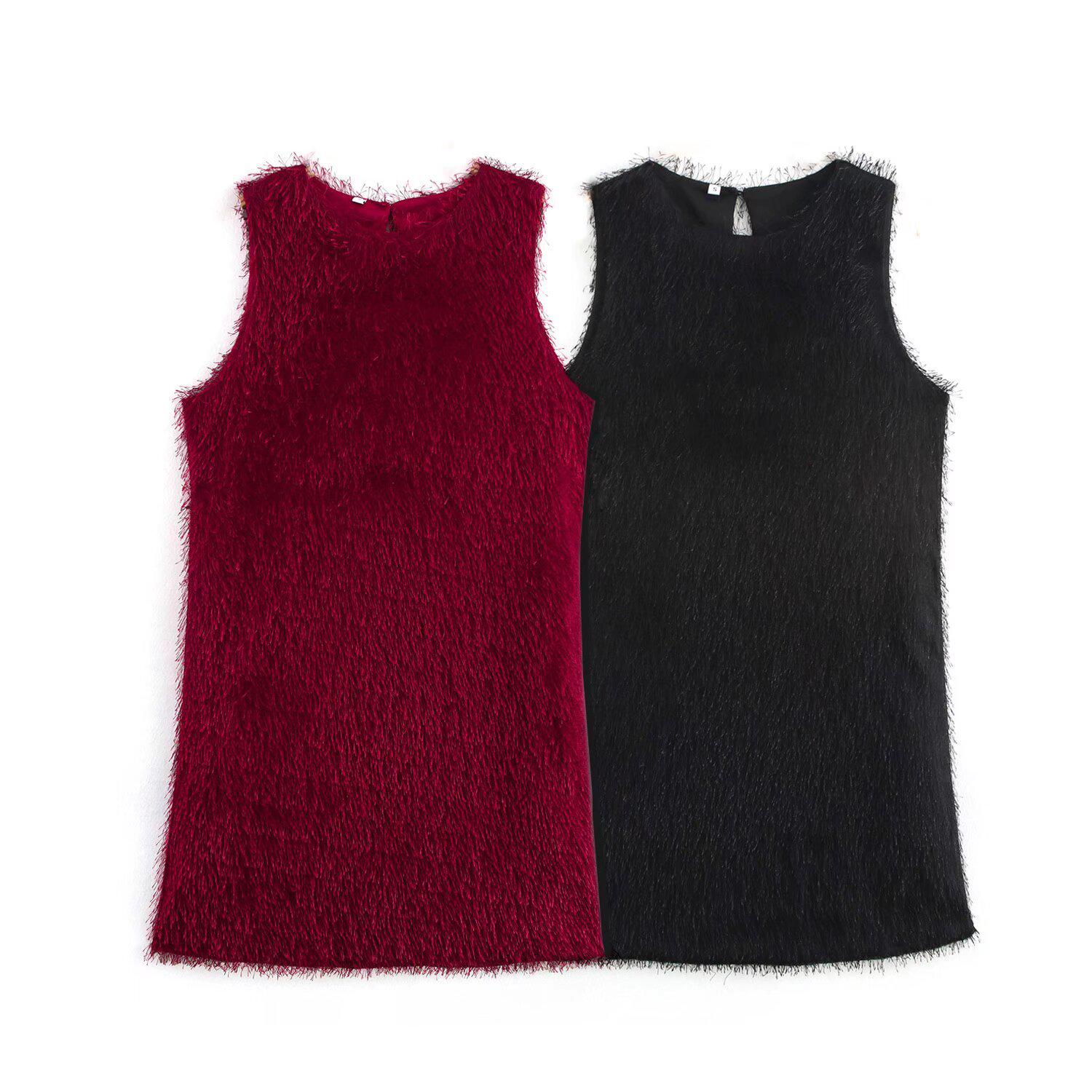 

2025 Spring Women s Tassel Sleeveless Dress Large червоний