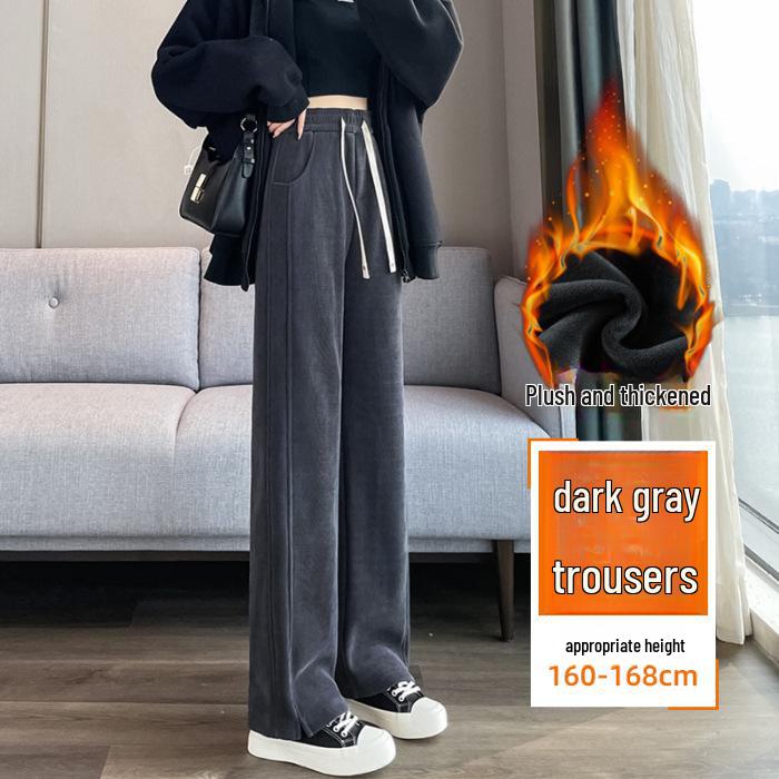 Schlanke Chenille Hose mit hohem Bund im Bananenschnitt - Damen Straight Leg für alle Jahreszeiten