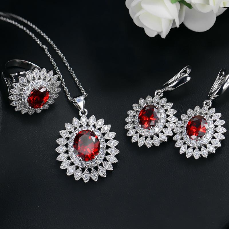 Multi-color Optional, Style Sunflower Set Chain, Bridal Zircon Set, Real Gold Color Retention