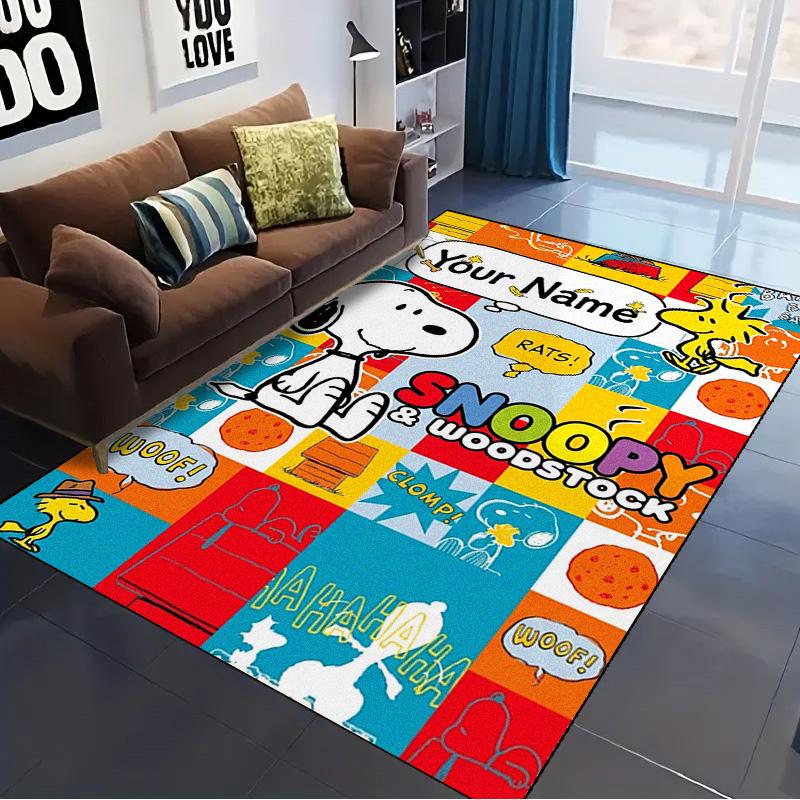 Name Custom Dog Snoopy Carpet Rug for Living Room Bedroom Home Sofa Decoration,Kids Play Non-slip Floor Mat