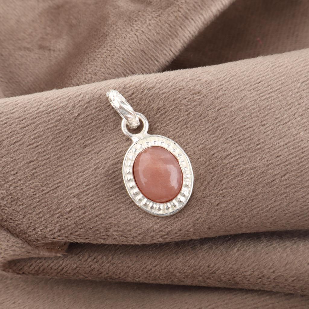 Peach Moonstone Gemstone Jewelry, 925 Sterling Silver Pendant, Handmade Gorgeous Silver Pendant, For Wedding Gift