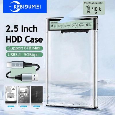 Smart Display HDD Gehäuse 2,5 Zoll Transparentes HDD Gehäuse USB3.2 Gen2 Externes HDD Gehäuse SATA HDD SSD Speichergehäuse für Laptop PC